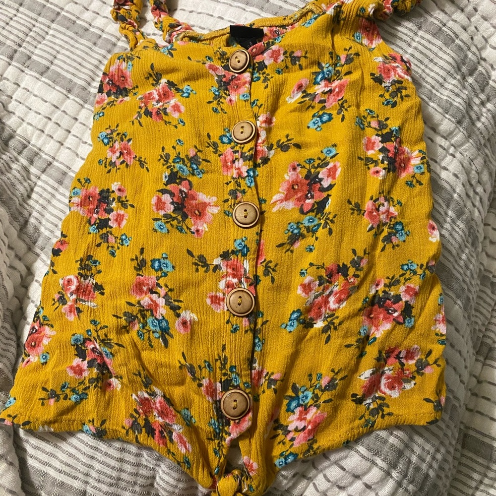 Yellow with flowers tank size 7/8 girls